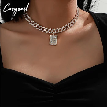 Cosysail Luxusné Lesklé Drahokamu Kocka Choker Príveskom Náhrdelník pre Ženy Crystal Kubánskej Veľký Zavalitý Náhrdelník Vyhlásenie Šperky