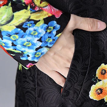 Ženské Kabát, Bundu Ženy 2020 Ročník Tlače Slim Výšivky Plus Veľkosť Cardigan Dlhá Srsť Retro Čínsky Národný Vrchné Oblečenie Dámske