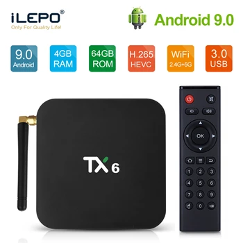 Tanix TX6 Smart TV Box Android9.0 4 GB RAM, 64 GB Allwinner H6 Quad Core Android Box USD3.0 2.4G5G WiFi 4K Set-Top Box Media Player