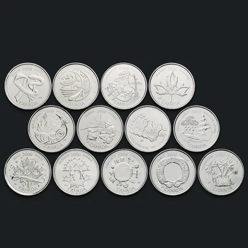 Kanada 25 Centov Sada 13 Ks Tisícročia Spomienke 2000 Vydávajúcich Mince Pôvodná Minca Reálne Unc s Album