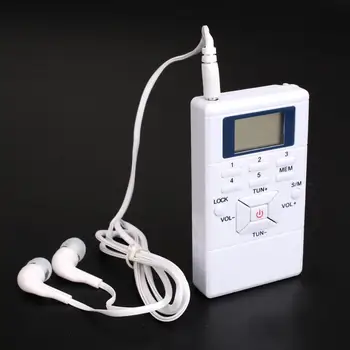 HRD-102 Malý Digitálny FM Rádio, 2 Band Stereo Prijímač Prenosné Vreckové Rádio W/ Slúchadlá, LCD Displej S Slúchadlo