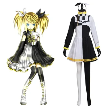 Cosplaydiy Anime VOCALOID Kagamine Rin Cosplay Šaty, Kostým pre Dospelých Dievčatá Fantázie Halloween Party Šaty L320