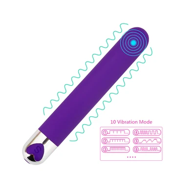 10 Rýchlosť Silné Vibrácie Bullet Vibrátor USB Nabíjanie G-bod Stimulátor Klitorisu Nepremokavé Masér Dildo Sexuálne Hračky pre Ženy