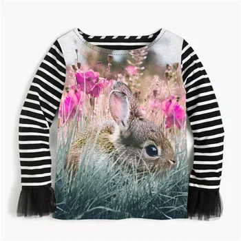 Jeseň jar nové príležitostné Batoľa detí dievča, Baby, Dievčatá, Deti t tričko Oblečenie s Dlhým Rukávom Strany králik Bunny Princess t-shirts