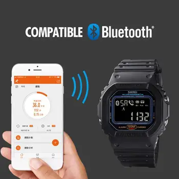 SKMEI 1629 Sport Digitálne Hodinky Mužov Nepremokavé Bluetooth Náramkové hodinky Krokomer Kalórií Tracker