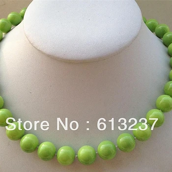 Móda zelená shell pečenie farby 10 mm kúzlu skla kolo simulovaný-pearl korálky reťazca náhrdelník trendy ženy šperky 18-palcové GE4121
