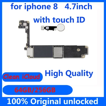 64GB 256 GB Pôvodná základná Doska pre iphone, 8 Vysoko kvalitné testované Továreň Odomknutý s / bez dotyk ID pre iphone8 Doske