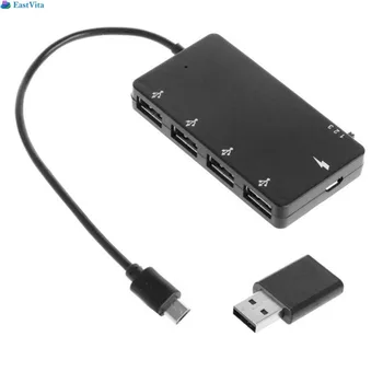 EastVita 4 Port Micro USB OTG Hub Napájania, Nabíjací Adaptér, Kábel pre Windows Tablety, Smartphone Android,PC r15