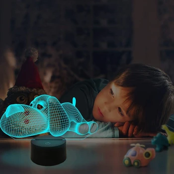 3D LED Psa Nočné Svetlo Krásny Psík Baby Nočného pre Spálne,Diaľkové Ovládanie 16 Zmena Farby Ilúzie Dekor Lampa