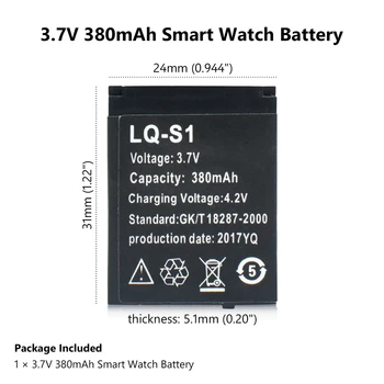 380mAh 3,7 V Záložnej Batérie Pre DZ09 Smart Hodinky Li-Po Lítiová Nabíjateľná Li-ion polymérová batéria Náhradná kontakty batérie