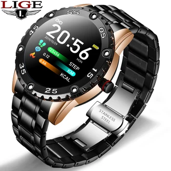 LIGE Nové Inteligentné Hodinky Mužov Vodotesný IP67 Srdcovej frekvencie Fitness Tracker Krokomer Pre Android ios Ocele Kapela Športové Mužov smart hodinky
