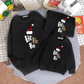 Jesenné a zimné tričko HOHO vytlačené mikina Chirstmas rodiny sveter nastaviť rodiny zodpovedajúce oblečenie baby girl Vianočné oblečenie