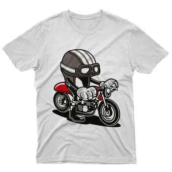 Fm10 Topy Tee Tričko Caferacer Prilbu Na Motocykel Prilba Červená Darček Cartoon Homme Plus Veľkosť T-Shirt