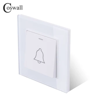 Coswall Luxusné Crystal Tvrdené Sklo Panel 1 Gang Zvonček Prepnite Tlačidlo vypínač 16A C1-DB