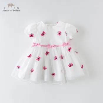 DB13636 dave bella letné baby girl princezná luk výšivky šaty deti fashion party šaty deti detská lolita oblečenie
