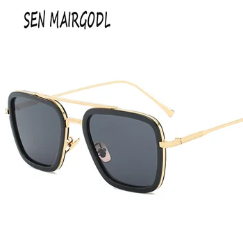Klasický štvorcový kovový rám na okuliare ženy muži 2020 Luxusné značky osobnosti dvojitý lúč slnečné okuliare uv400 lunette de soleil
