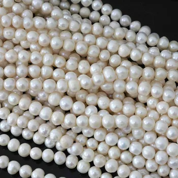 Prírodná Biela Akoya Umelé Sladkovodné perly 7-8mm nádherné okrúhle Voľné Korálky diy krásne Šperky čo 15 palcov BV177