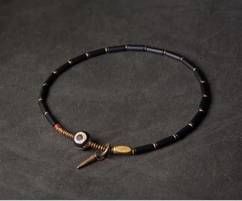 Tibetský Korálky, Čierna Onyx Vintage Náramok Spracované Medi Vajar Zen Liečivé Šperky Ochranné Príslušenstvo Muži Ženy