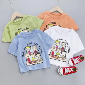 Batoľa, Dieťa, Dievča, Chlapec T Shirt Cartoon List Vytlačený Krátky Rukáv Ležérne Oblečenie Tee Topy Deti Deti Oblečenie
