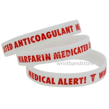 50PCS Lekárskej Pohotovosti Warfarin Medikovaných Anticoagulant Silikónový Náramok Náramok
