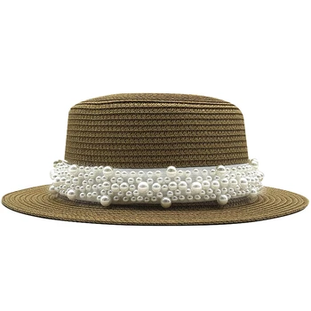 2020 letné Byt slnko čiapky pre ženy chapeau feminino slamený klobúk panama štýl cappelli Strane s pearl Beach vedro spp dievča topee