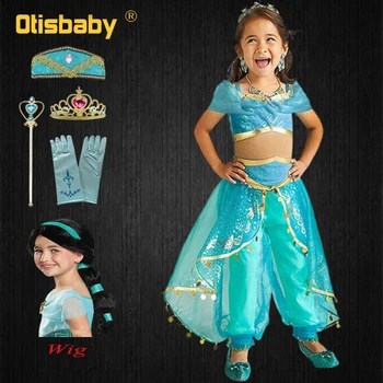 Vianoce, Halloween Princezná Jasmine Kostým Dievčatá Aladdin Belle Tanečné Šaty, Karneval, Deti Arabského Oblečenie Fantasia Jazmín