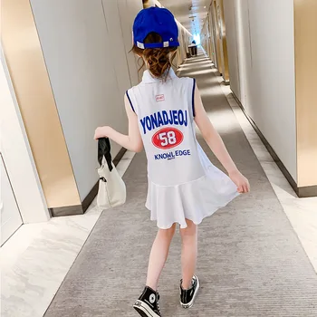 2020 Letné baby Girl Dress Oblečenie teenager, Športové sexy Baseball Otvorený golier wihte mimo rameno šaty 3 4 5 6 7 8 9 10 12 rokov