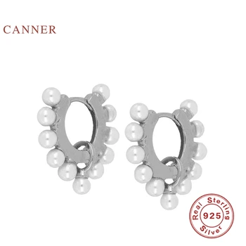 CANNER Tvorivé Vykladané Perly Náušnice Obruče 925 Sterling Silver Šperky Pre Ženy Módne Strieborné Šperky, Náušnice Brincos