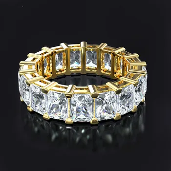 Lesk 24K žlté zlato PRIPRAVIŤ Simulované Diamond Koktail ZAPOJENIE SNUBNÉ Prstene Ženy Muži Ručné Kapela Prst Prsteň, ŠPERKY