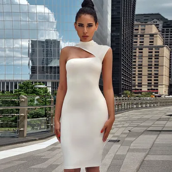Dámske Sexy Party Biele Šaty Vestidos Verano 2019 Letné dámske Sexy Elegantné Biele Rameno Koleno Dĺžke Šaty
