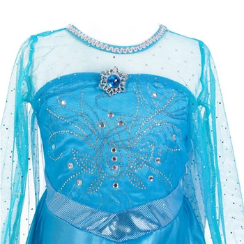 Dievčatá Elsa Zdobiť Princezná Cosplay Kostým Dieťa Snowflak Dlhý Plášť Strany Halloween Oblečenie Deti Snehová Kráľovná Crystal Šaty