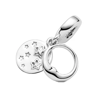 2020 Zimné Nové 925 Sterling Silver Korálky Spanie Moon & Hviezdy Visieť Kúzlo fit Pôvodné Pandora Náramok Vianočné Šperky