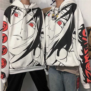 2020 Jeseň zima Anime Naruto Uchiha Itachi Sharingan Tlač hoodies Bežné zahustiť teplý pulóver s kapucňou mikiny ženy muži