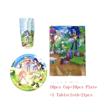 Nové 21pcs/veľa Sonic the Hedgehog Deti Láskavosť, Narodeniny, Party Dekorácie Dodávky Jednorazové Papierové Pohár Doska Stolový Obrus