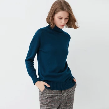 MIERU OVCE zimný sveter ženy s vysokým krku cashmere pulóver ženy lenivý voľné krátke sveter hrubé pletené klesnutie vlna tričko