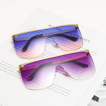 Nové slnečné Okuliare bez obrúčok Dizajn Značky Ženy Muži Kovové Nadrozmerné Okuliare Luxusné Módne Okuliare UV400 Odtiene oculos de sol