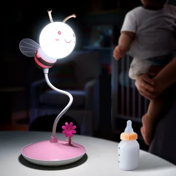 Roztomilý Bee LED stolná lampa Cartoon USB touch stmievateľné stolná lampa kniha svetlá Deti Čítanie Ochrana Očí Nočné Svetlo Dieťa Darček