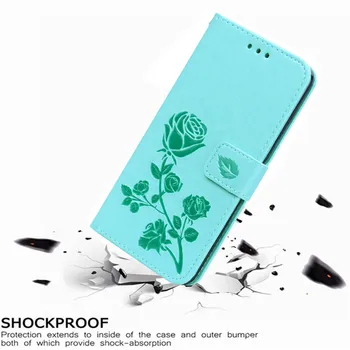 Luxusné Kožené Flip Book obal pre LG G8 G8S G8X Thinq Ruže Kvet Peňaženku Stáť Prípade Kryt Telefónu Taška coque