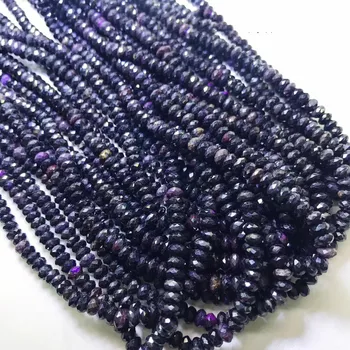 Voľné korálky Sugilite roundel tvárou 3*6mm prírody čierna fialová pre výrobu šperkov náhrdelník 14inch FPPJ veľkoobchod