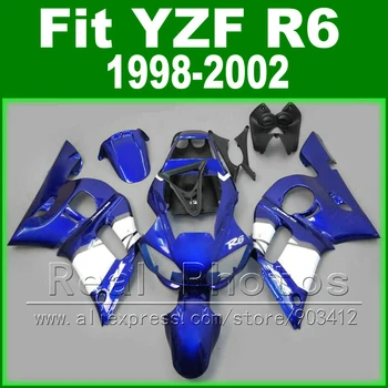 Úplne Nové telo súpravy pre YAMAHA R6 kapotáže 1998 1999 2000 2001 2002 roylblue a matnej čiernej farbe Fit YZF R6 horské 1998-2002