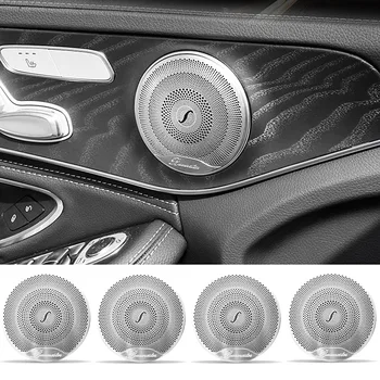 4pcs Dvere Auta Audio Reproduktorov Dekor Kryt Reproduktora 3D Výbava Nálepky Na Mercedes Benz AMG C E Trieda W205 W213 GLC Auto Styling