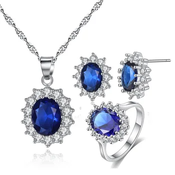 Kórejská verzia slnka, kvet šperky set Princezná Kate ušľachtilý zirkón náhrdelník krúžok husto nevesta šperky stud náušnice nastaviť
