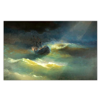 Citon Ivan Aivazovsky《lodi Maria v búrke》Plátno Umenie olejomaľba Umenie Plagátu Obrázok Steny Výzdoba Domov, Interiérov