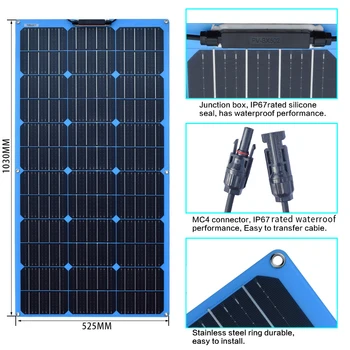 Solárny panel 100w flexibel solárne 12v batérie, nabíjačky monokryštalické bunky pre 1000w systému domácej kit car RV loď caravan camping