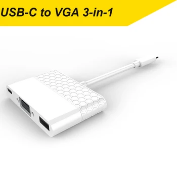 Thunderbolt 3 Typ C USB 3.1 až 4K HDMI VGA 3-v-1 kábel adaptéra pre Apple macbook&pro(thunderbolt-3-port)