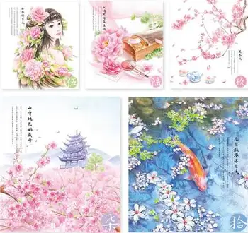 Čínsky Sfarbenie ceruzky, knihy pre dospelých Studios Čínsky kvet maľovanie učebnice pre starter študentov podľa Feile Vták