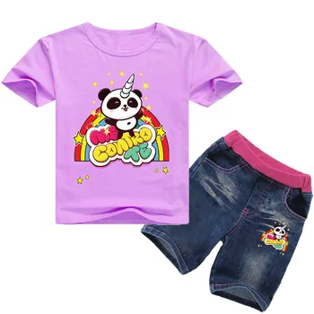 Letné Baby Chlapci Oblečenie Set Dievčatá Cartoon Mi Contro Te Panda Krátky Rukáv T-Shirt+Šortky Oblečenie Nastaviť Deti, Oblečenie Pre Deti Vyhovuje
