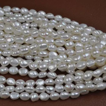Veľkoobchod reálne čerstvej vody Baroková perla biela 6.5-7*7-9 mm 40 cm