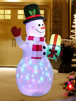 1,5 m Nafukovacie Vianočné Snehuliak Osvetlené Roztomilý Dizajn A LED Svetlá Santa Claus Bábika Nastaviť Vianočný Darček Pre Deti