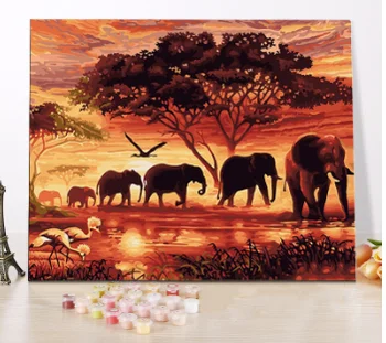 DIY digitálne Maľovanie Podľa Čísel Súpravy slon plátno Farba Čísla Ručne Maľované olejomaľba Na Plátne Pre Wall Art Obrázok